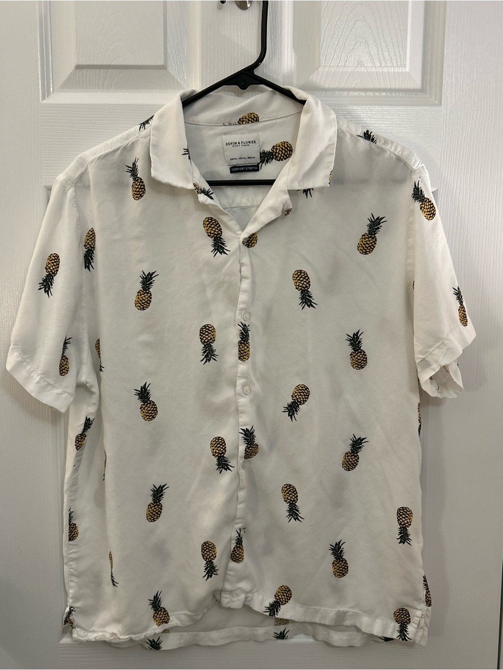 Denim & Flower Ricky Singh Slim Fit Pineapple Button Up Shirt Men’s XL